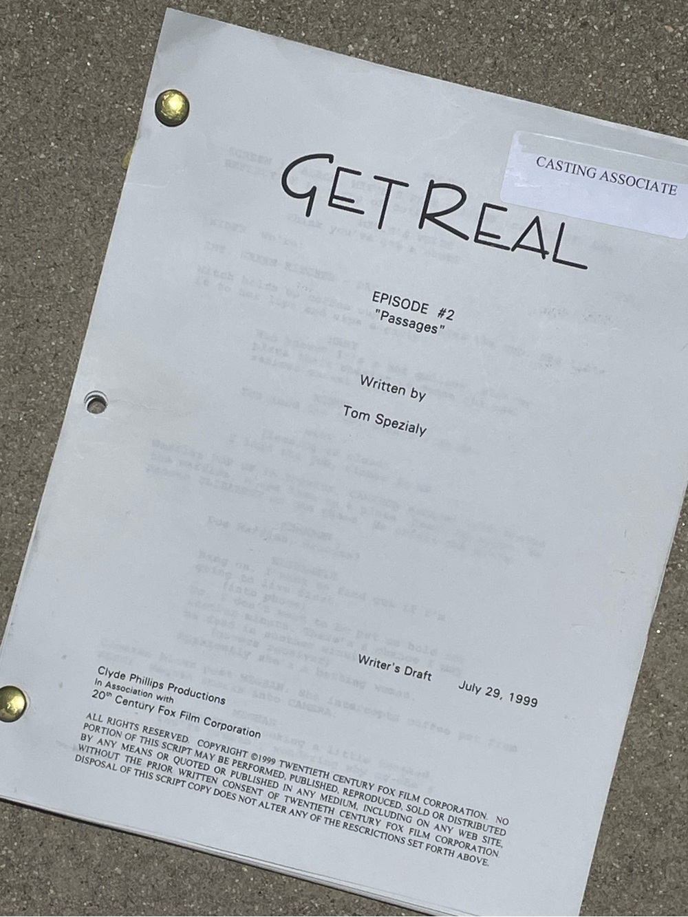Get Real 90s TV Series Anne Hathaway Eisenberg EOC Production Used Script #2